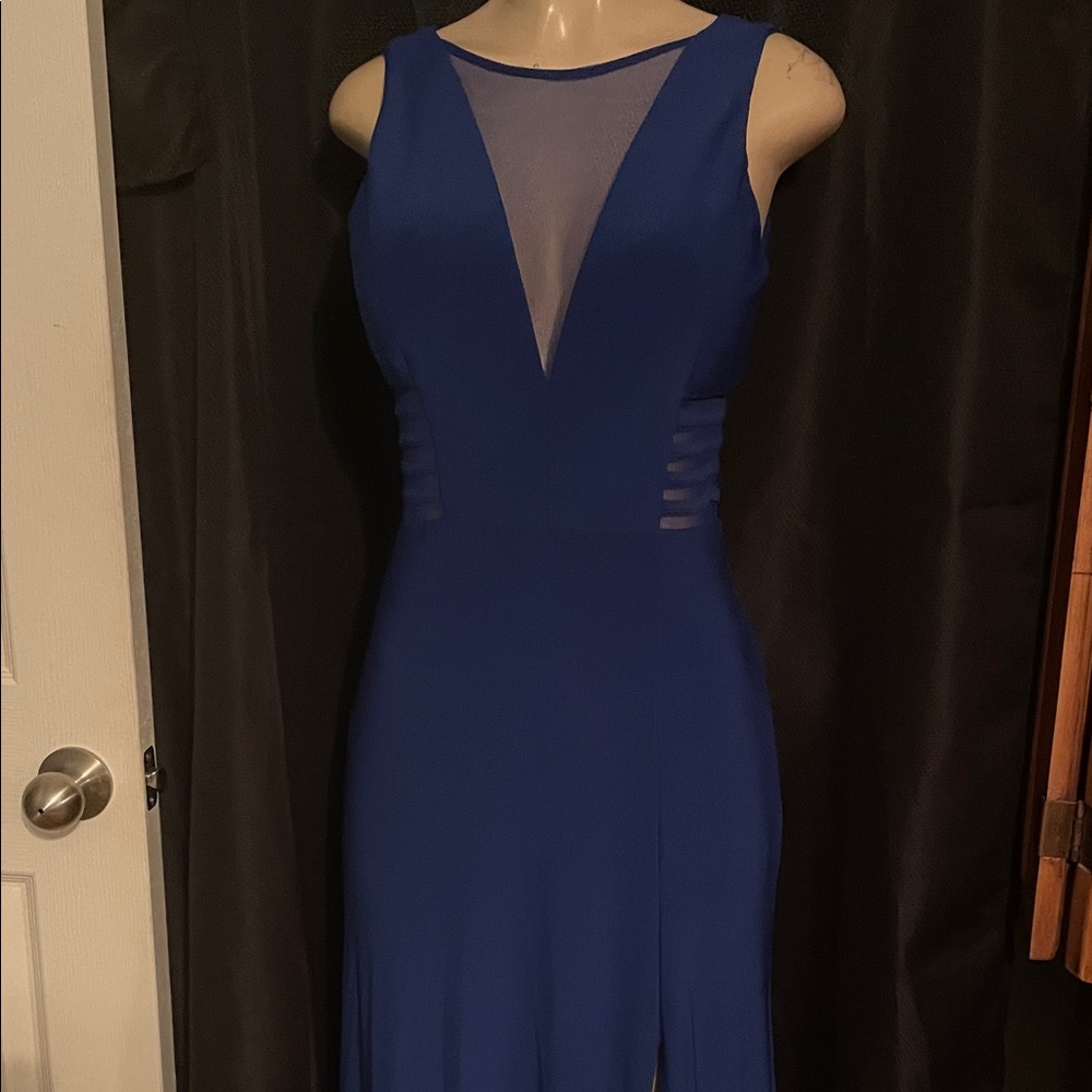 R & M Richards Royal Blue Backless Dress